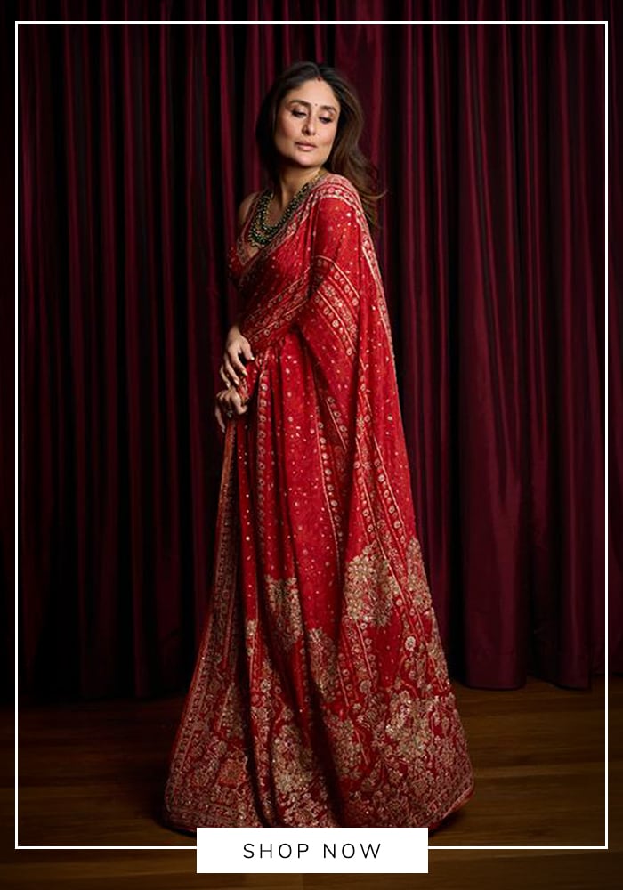Kareena Kapoor wearing red saree by Ritu Kumar