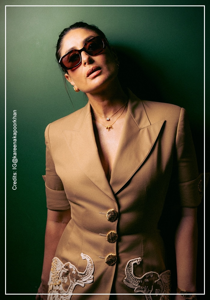 Kareena Kapoor in gold-toned embroidered blazer