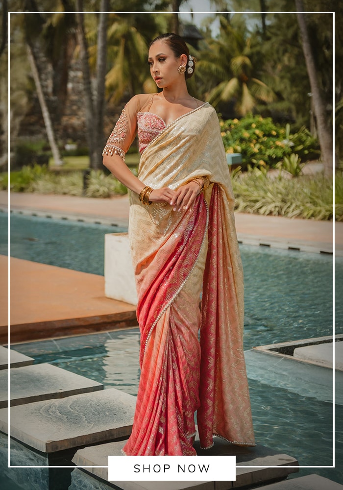 Ombre velvet saree