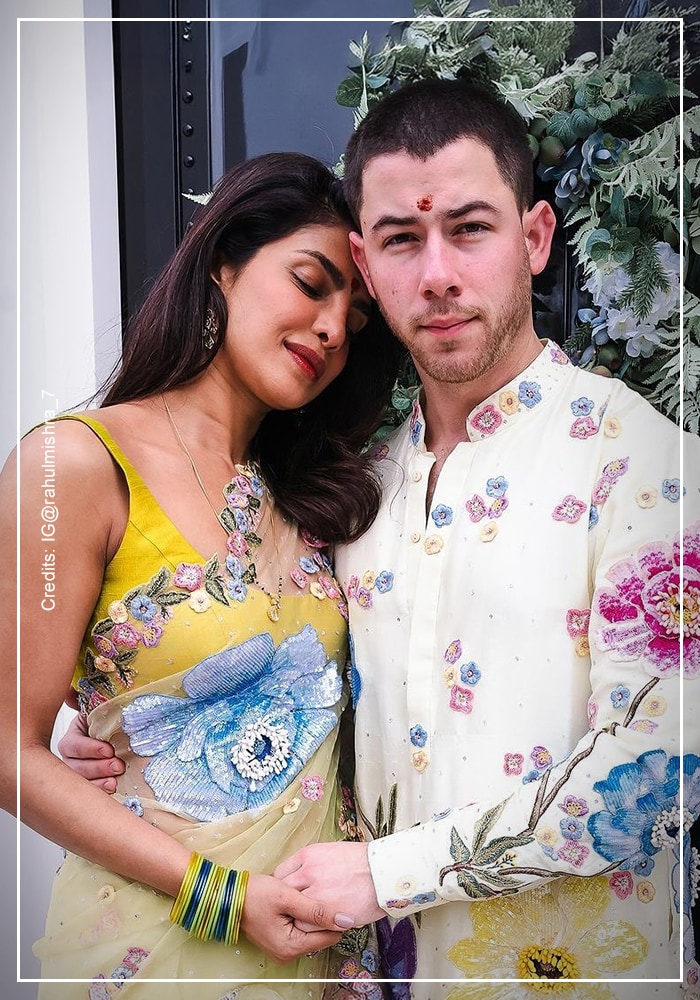 Priyanka Chopra and Nick Jonas in Rahul Mishra couture