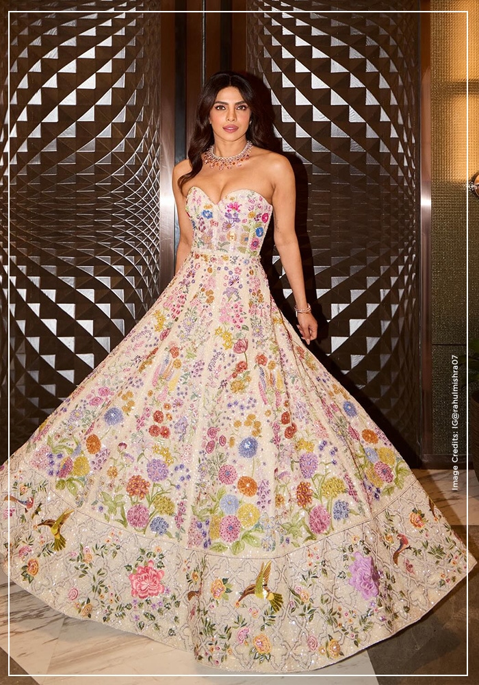Priyanka Chopra wearing Rahul Mishra ivory gown
