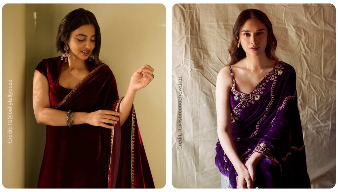 Radhika Apte and Aditi Rao Hydari in velvet saree