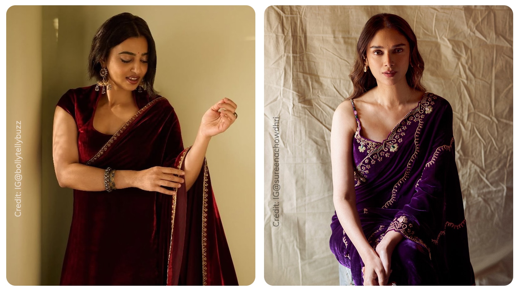 Radhika Apte and Aditi Rao Hydari in velvet saree