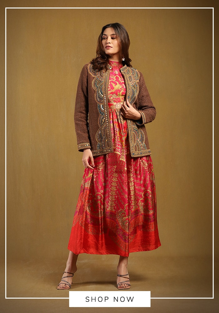 Ritu Kumar embroidered open neck jacket