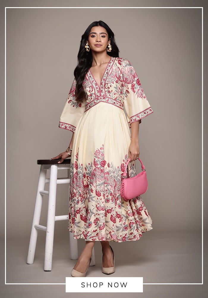 Ritu Kumar off-white embroidered midi dress