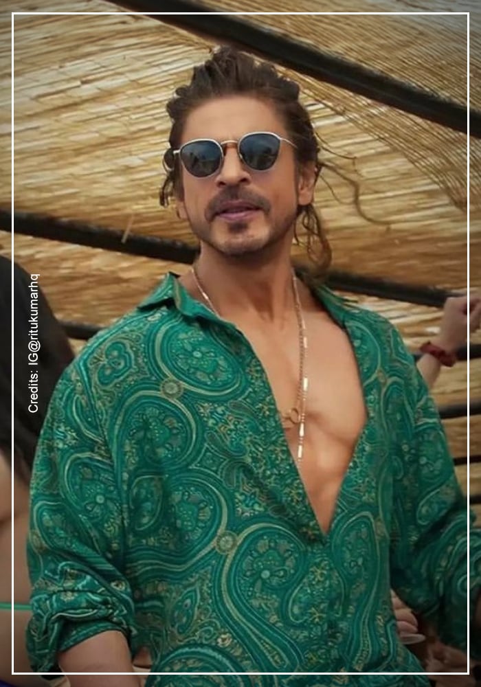 SRK wearing custom Ritu Kumar shirt in Pathaan