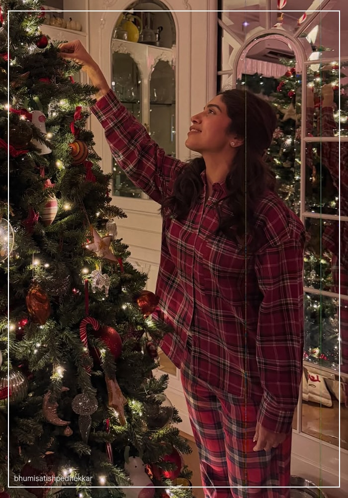 Bhumi Pednekar: Classic Plaid Pajamas 