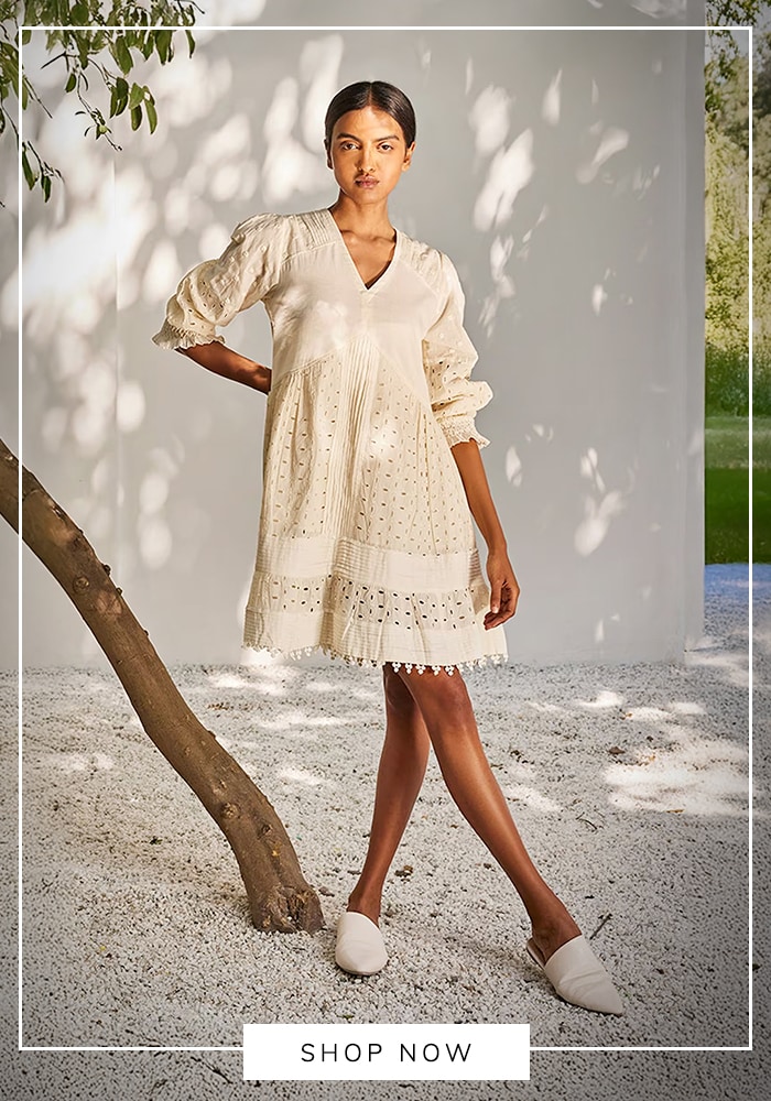 White cotton short dress