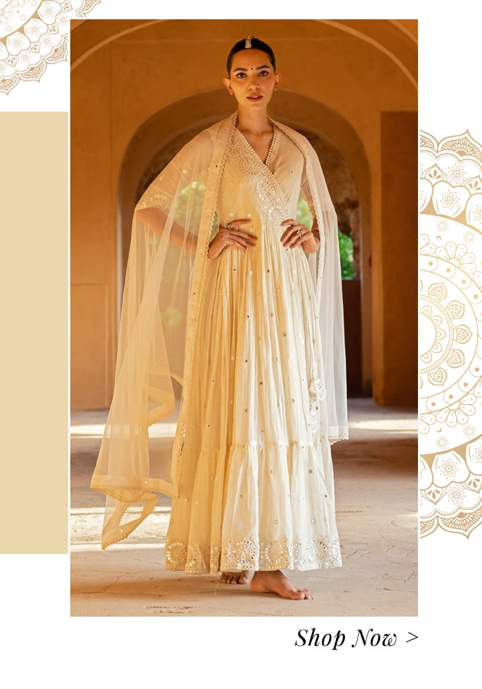 White angrakha and dupatta set