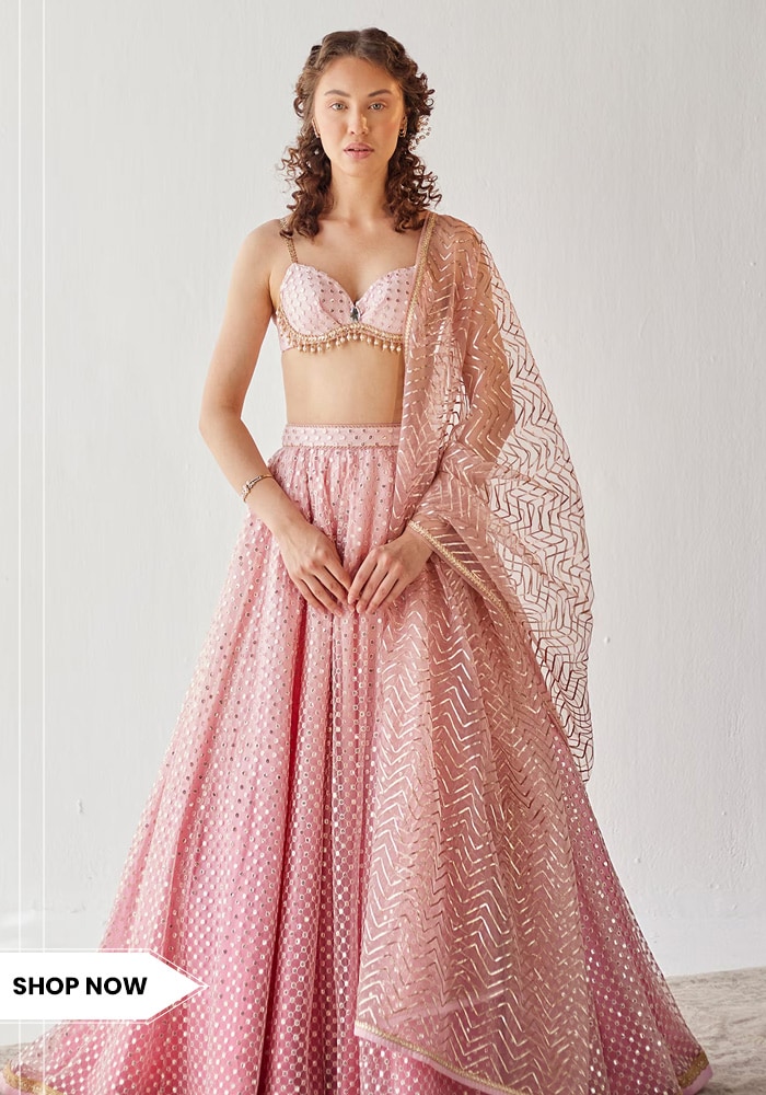 Pink sequin lehenga