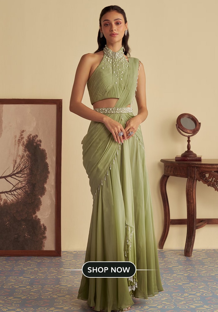 Jade green saree