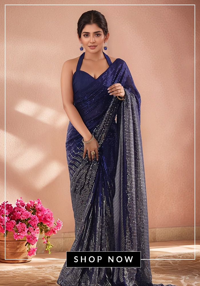 Blye sequins saree