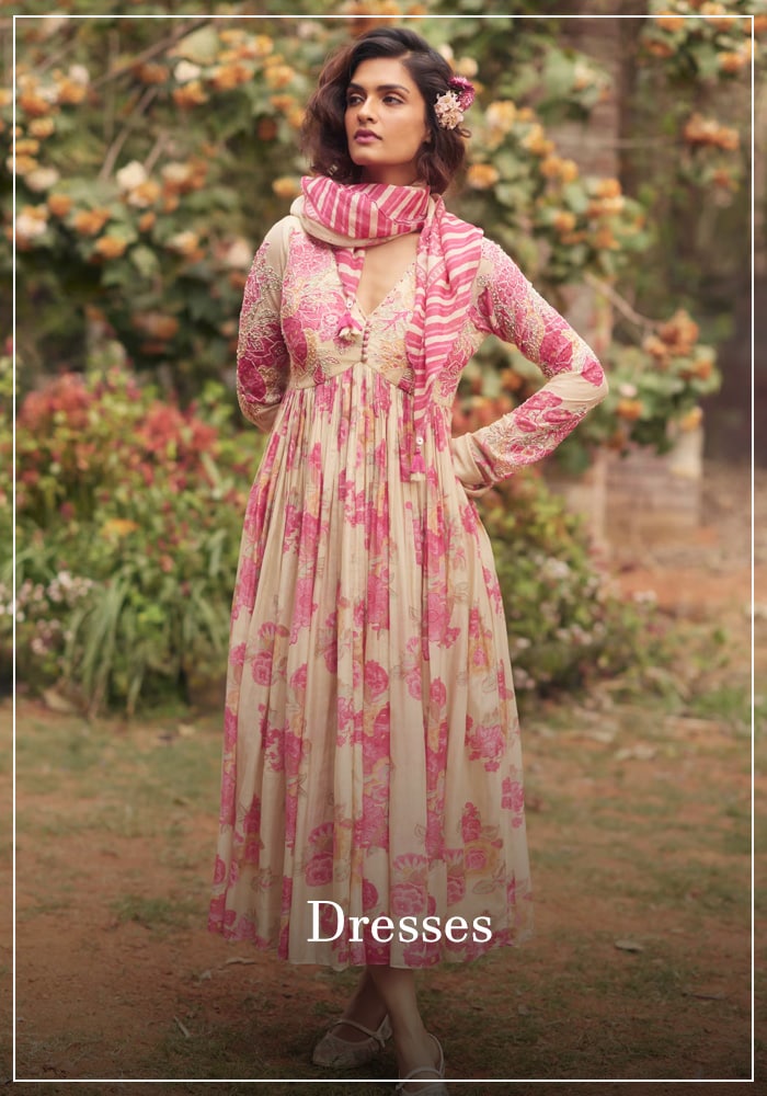 Pink printed anarkali kurta set