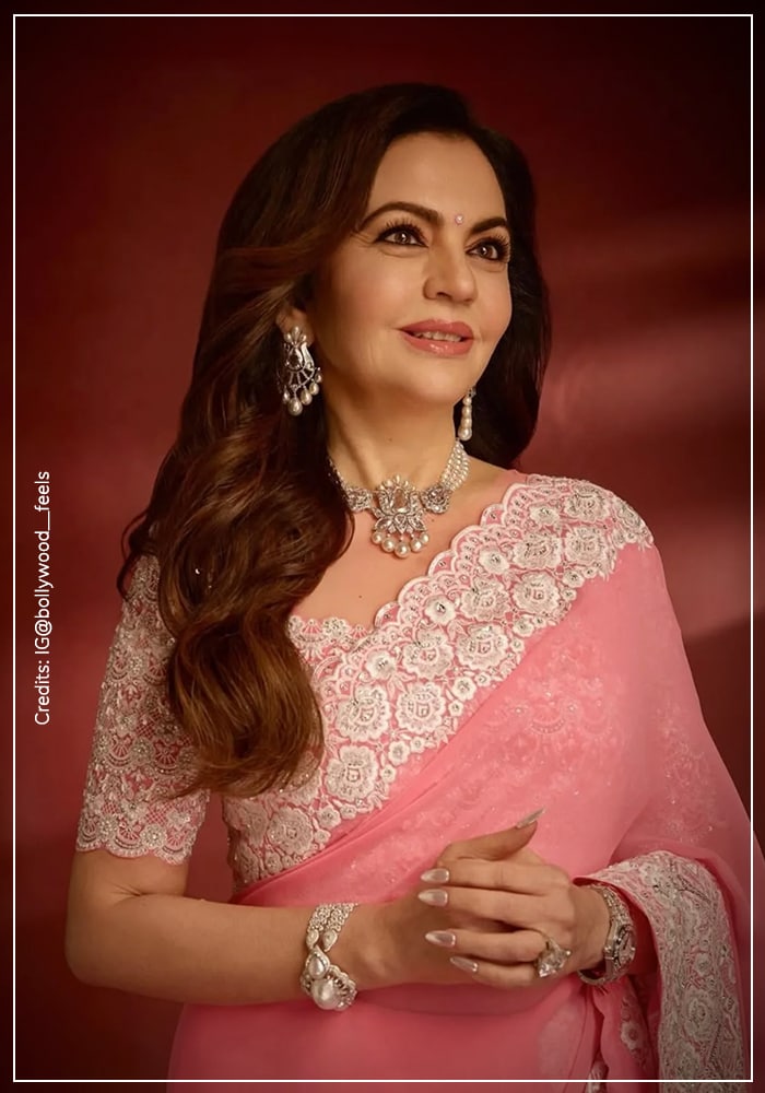 Nita Ambani wearing pink saree