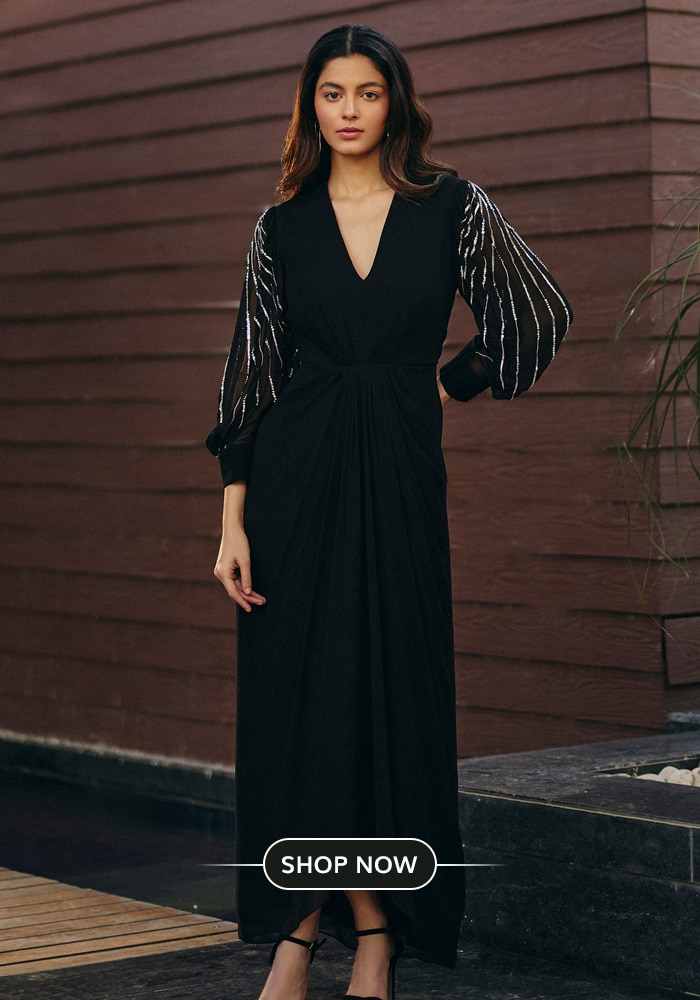 Black embellished maxi dress