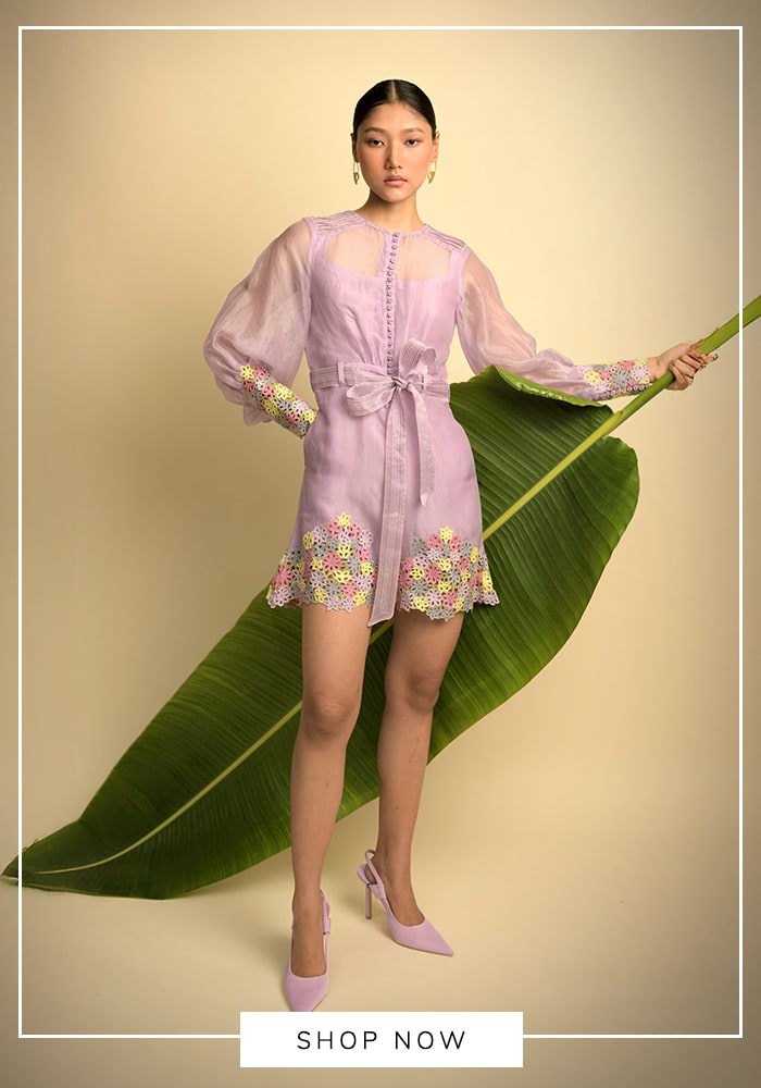 Purple cutwork playsuit