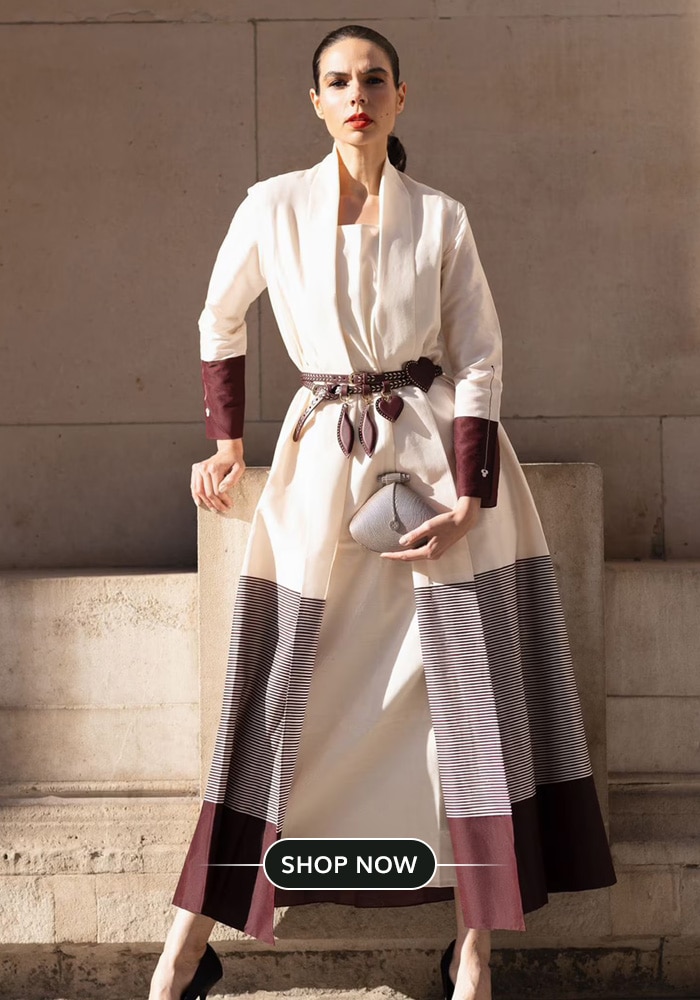 Ivory chanderi shawl, abaya with inner