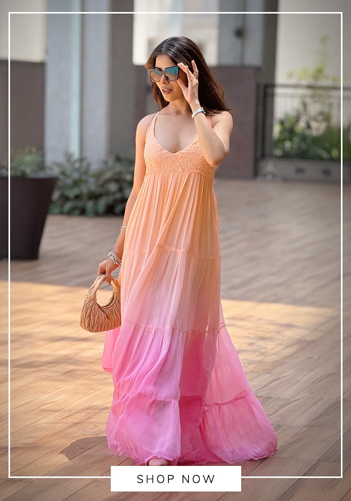 Ombre Chikankari maxi dress