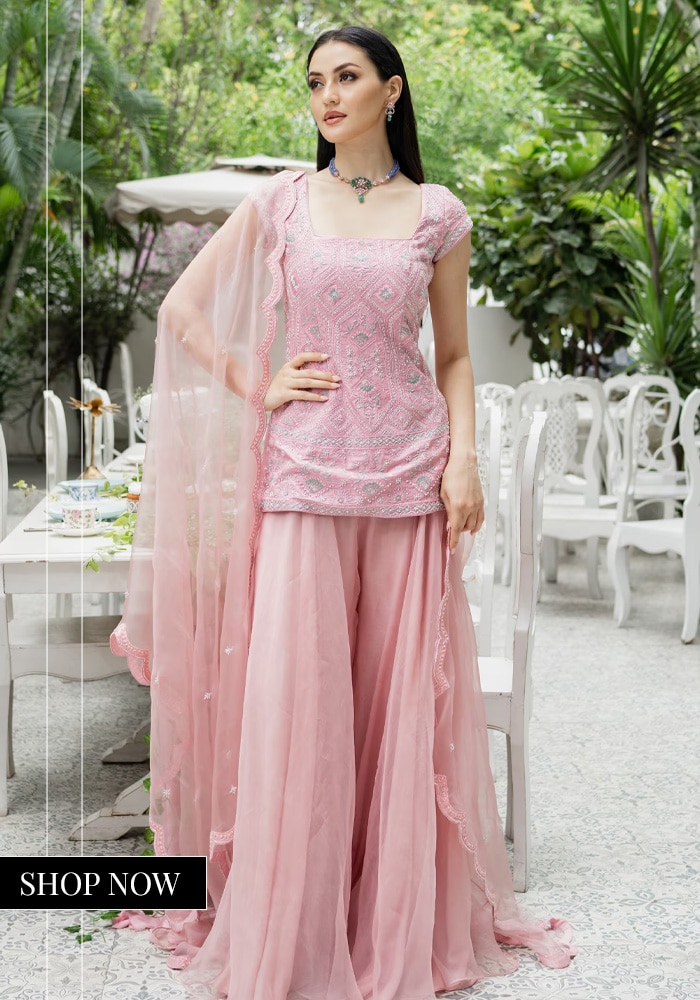Embroidered Kurta and Flared Palazzo