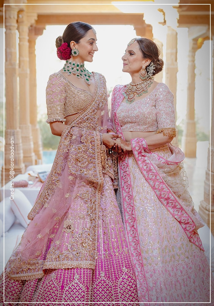 Kiara Advani wearing pink shimmering lehenga