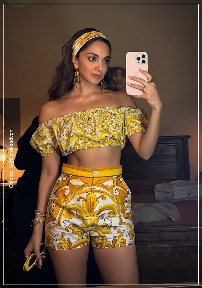 Kiara Advani wearing prinetd shorts set