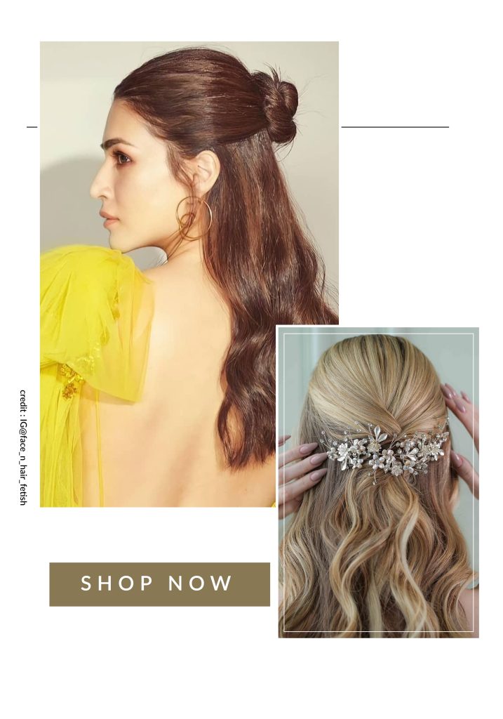 Kriti Sanon inspired half up half down bun