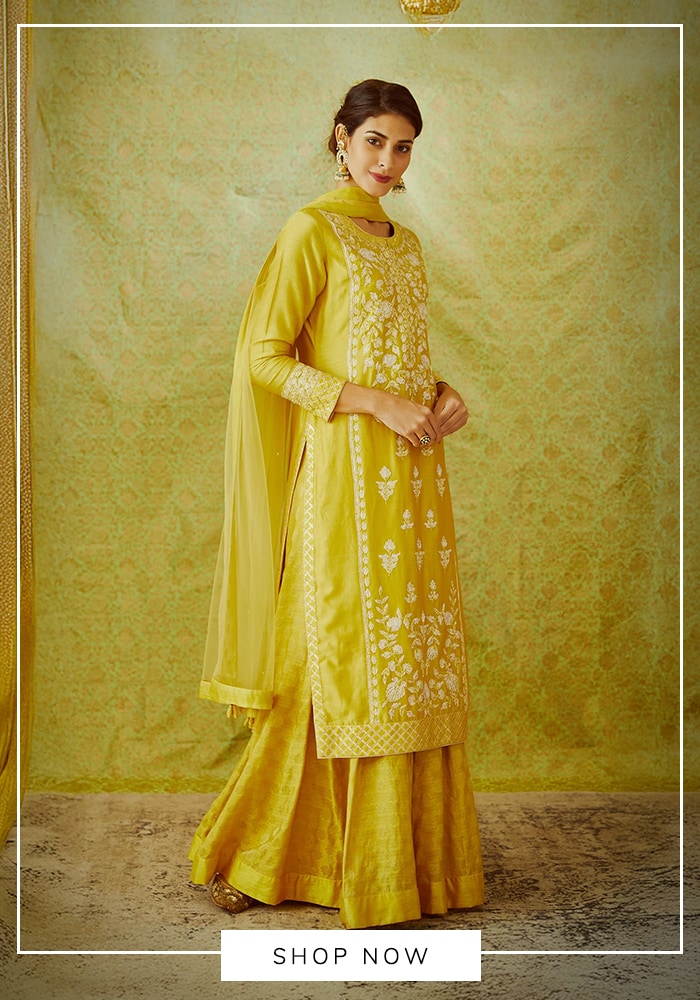 Yellow kurta lehenga