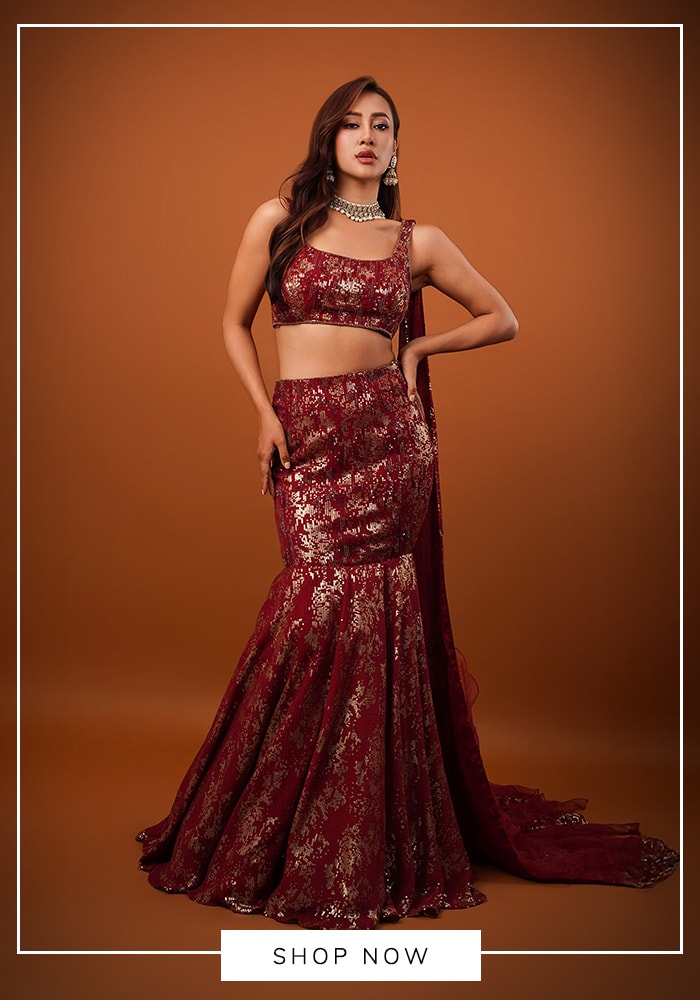 Maroon mermaid lehenga
