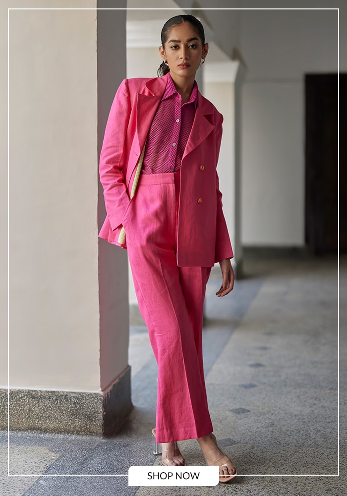 Pink blazer and pant set