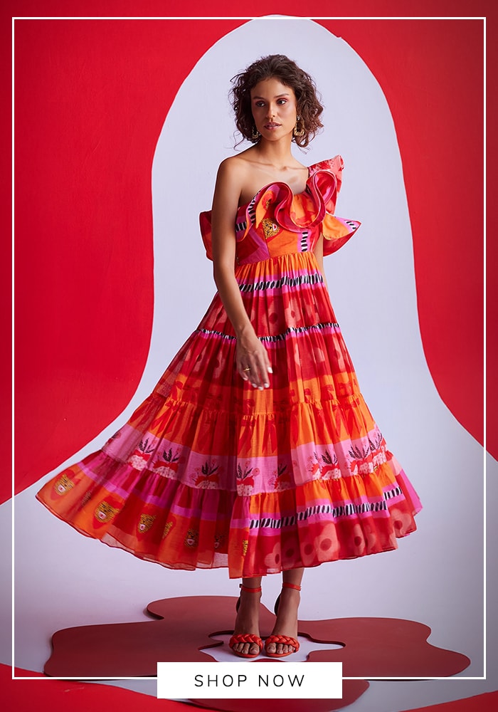 One-shoudler midi dress