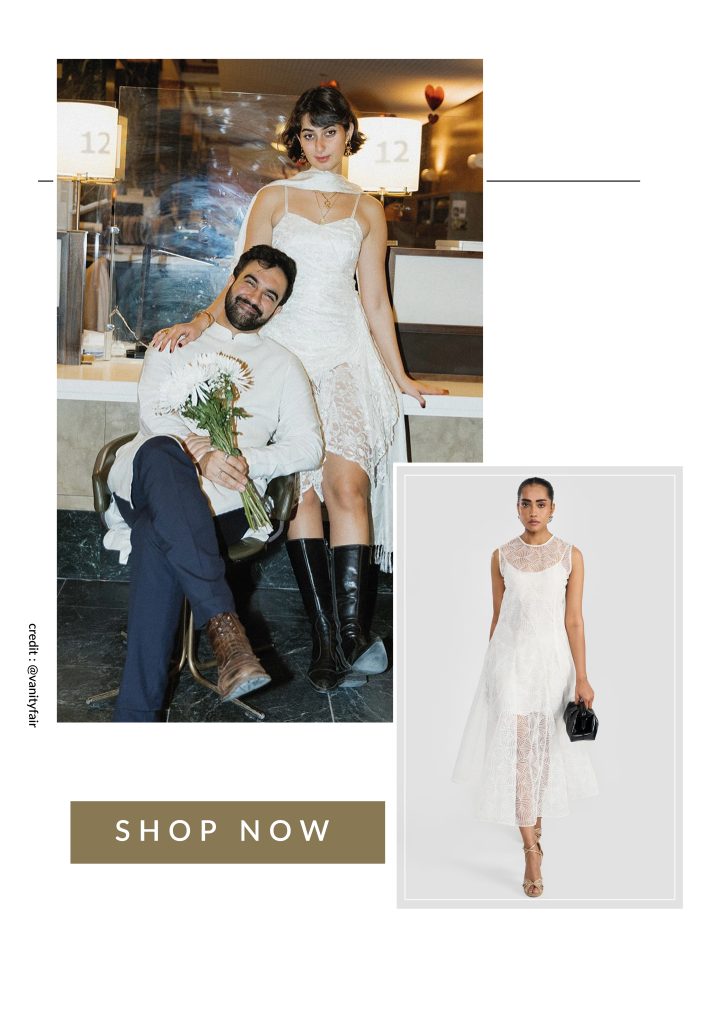 Rama Duwaji wearing white lace dress