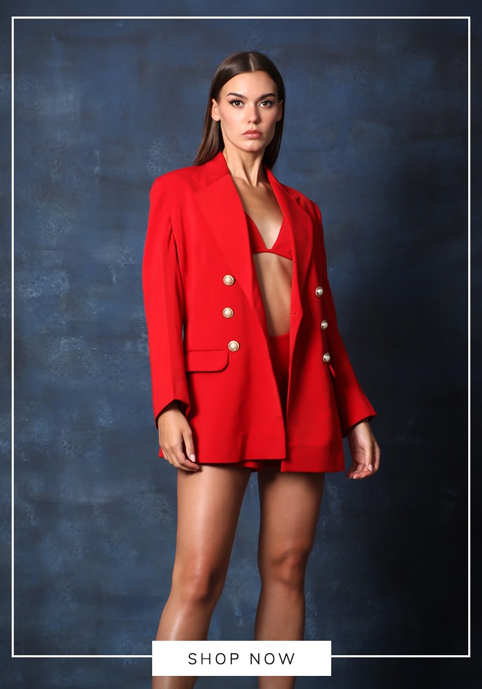 Red shorts and jacket set
