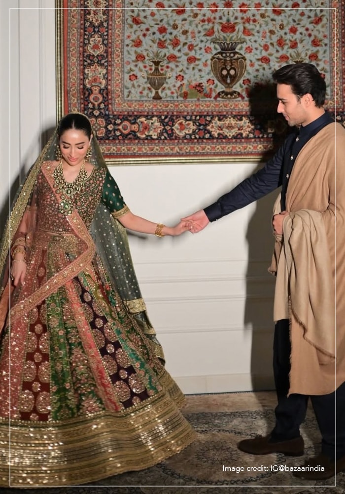 Shanzeh Ali in emerald green Sabyasachi lehenga for her mehendi