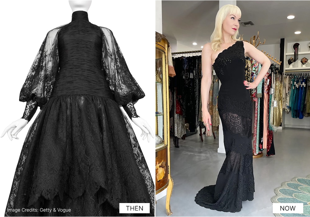 Vintage Valentino black lace couture gown
