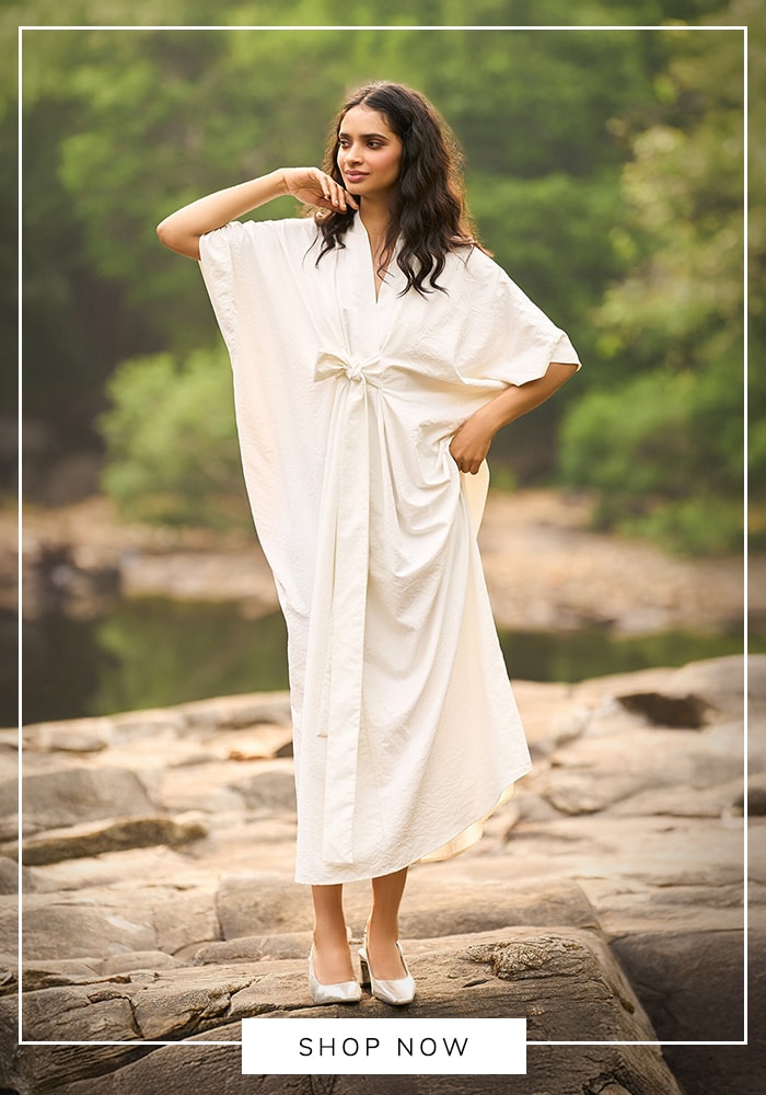 White maxi kaftan dress