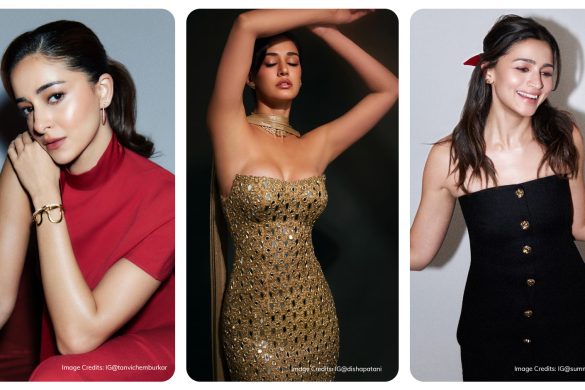 Ananya Panday in red dress, Disha Patani in gold outfit and Alia BHatt in black dress