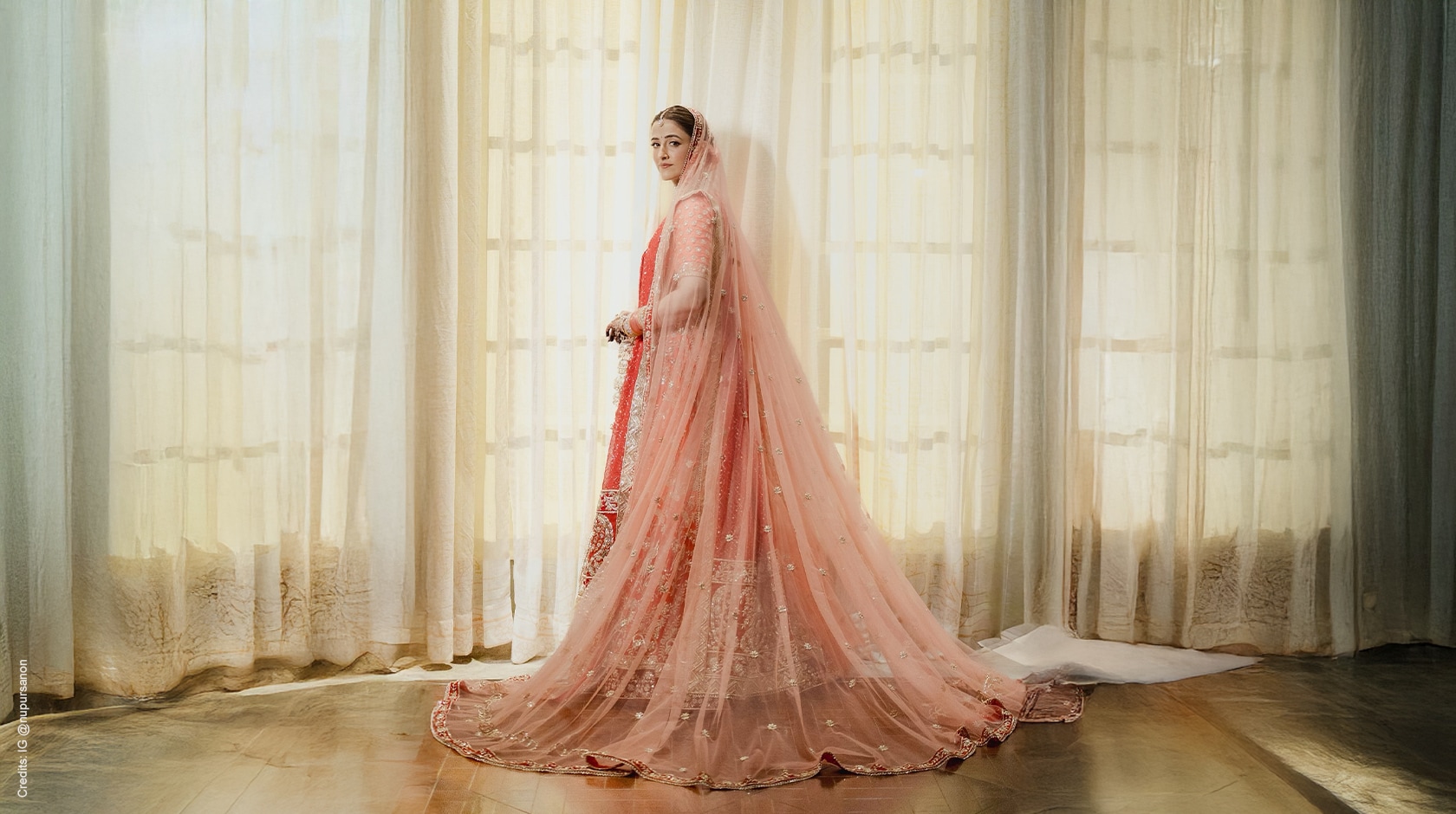 Nupur sanon's wedding lehenga, elegance of the triple dupatta