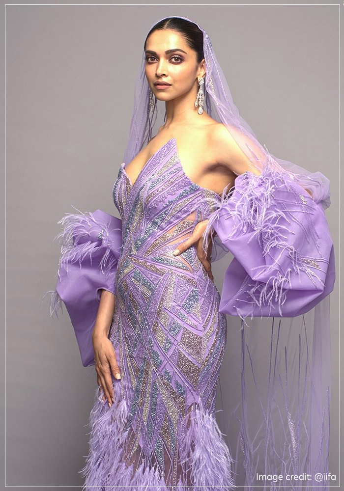 Deepika Padukone in lavendar Gaurav Gupta gown