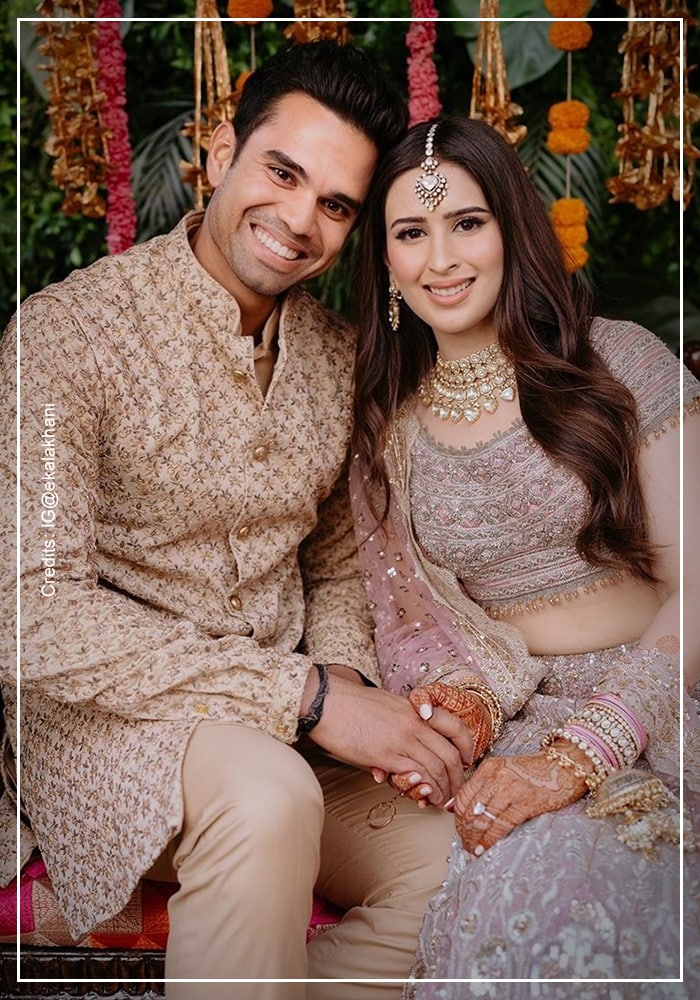 Arjun Tendulkar and Saaniya Chandhok at their reception
