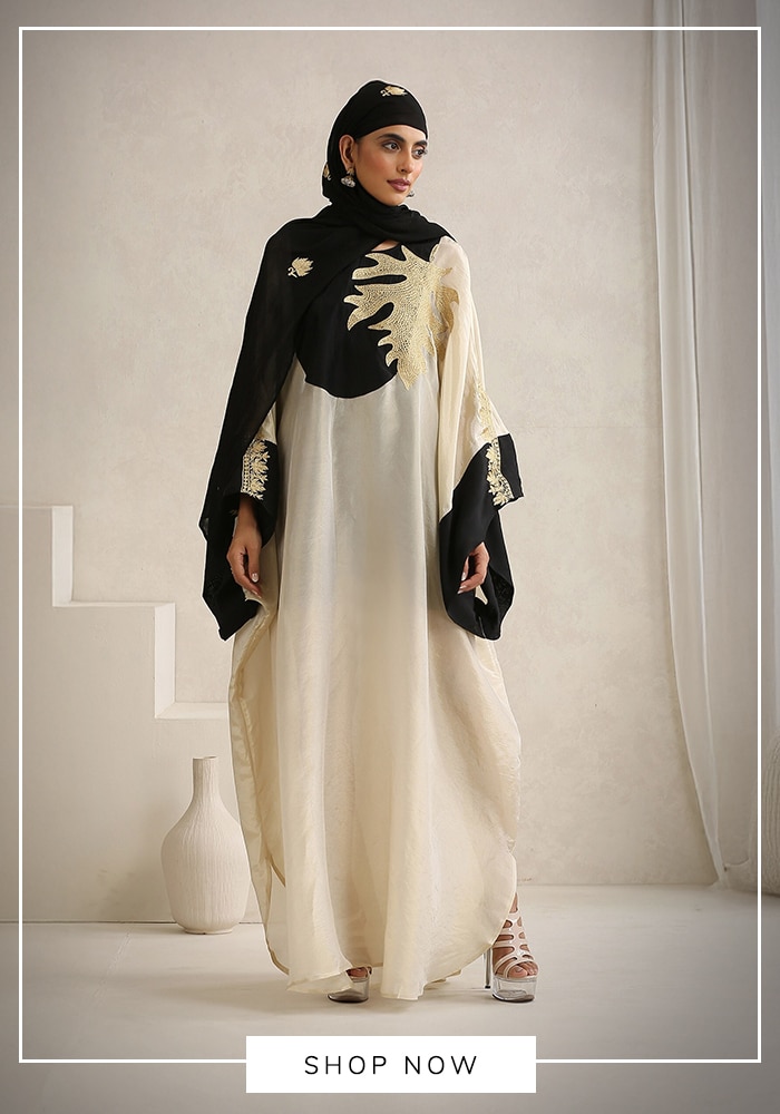 White and black abaya