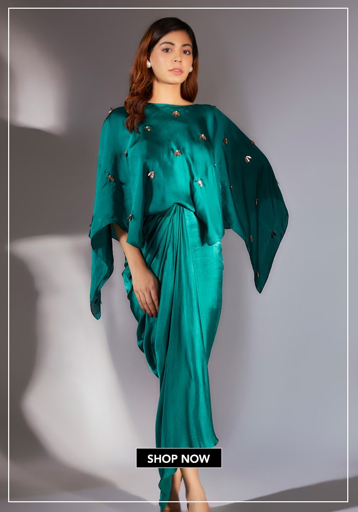 Emerald draped dress