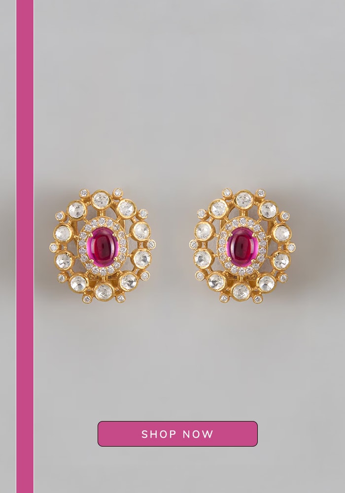 White and pink stone earrings