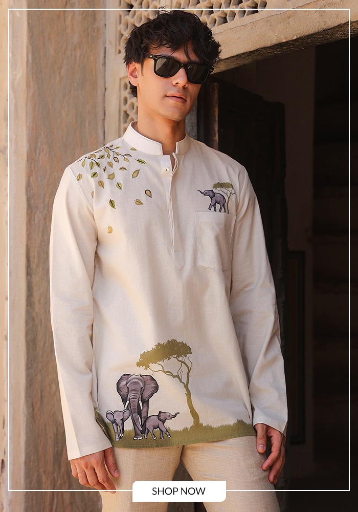 Elephant printed white shirt