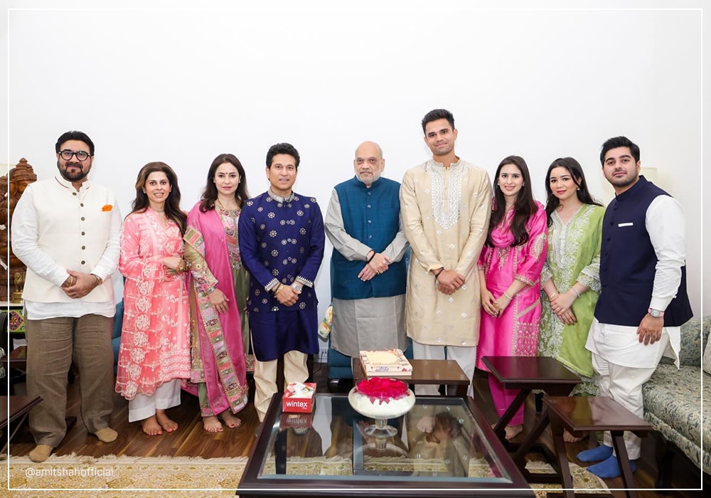Sachin Tendulkar with Amit Shah