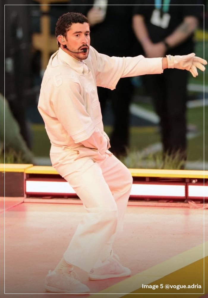 Bad Bunny wearing football inspired jersey by Zara