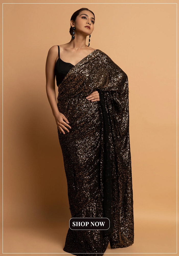 Black sequin saree