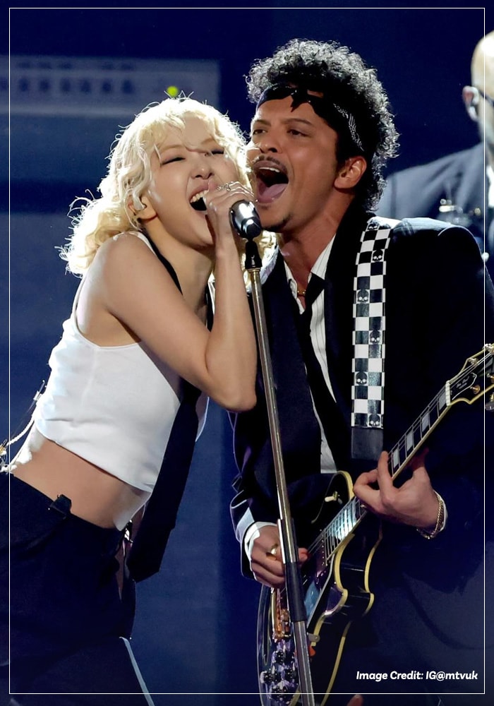 Bruno Mars and Rose performing at Grammys 2026
