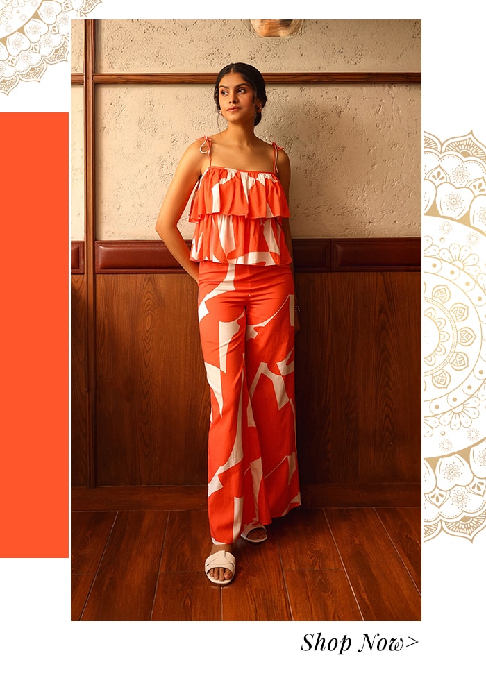 8 Heat-Proof Cotton Outfits for Summer That Are Big on Comfort and Light on Your Pocket 5 Red printed spaghetti top and pant set