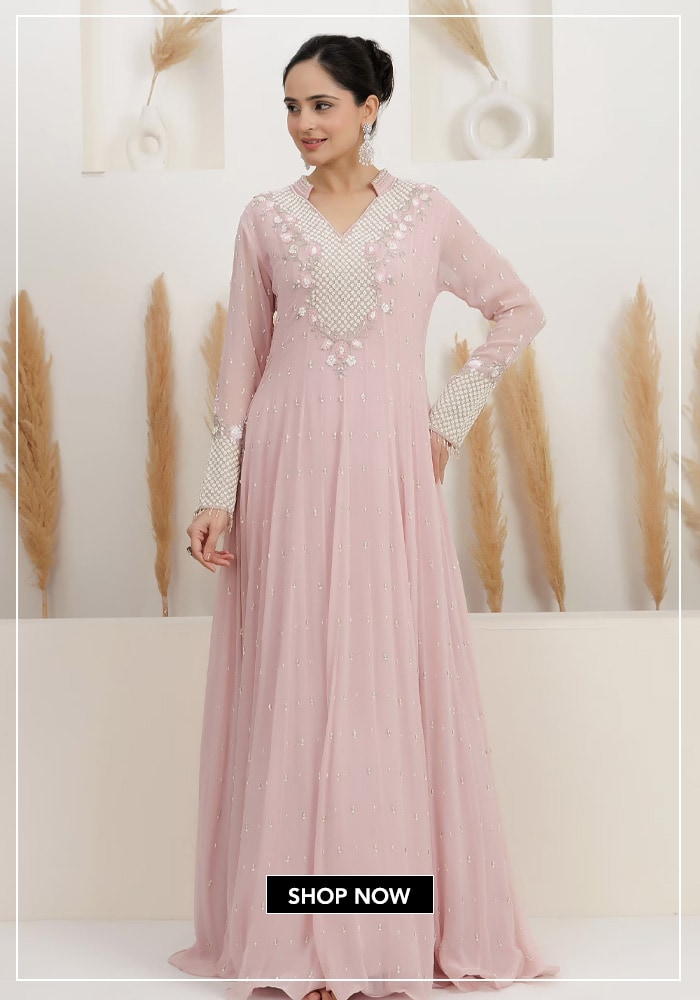 Pink embroidered gown