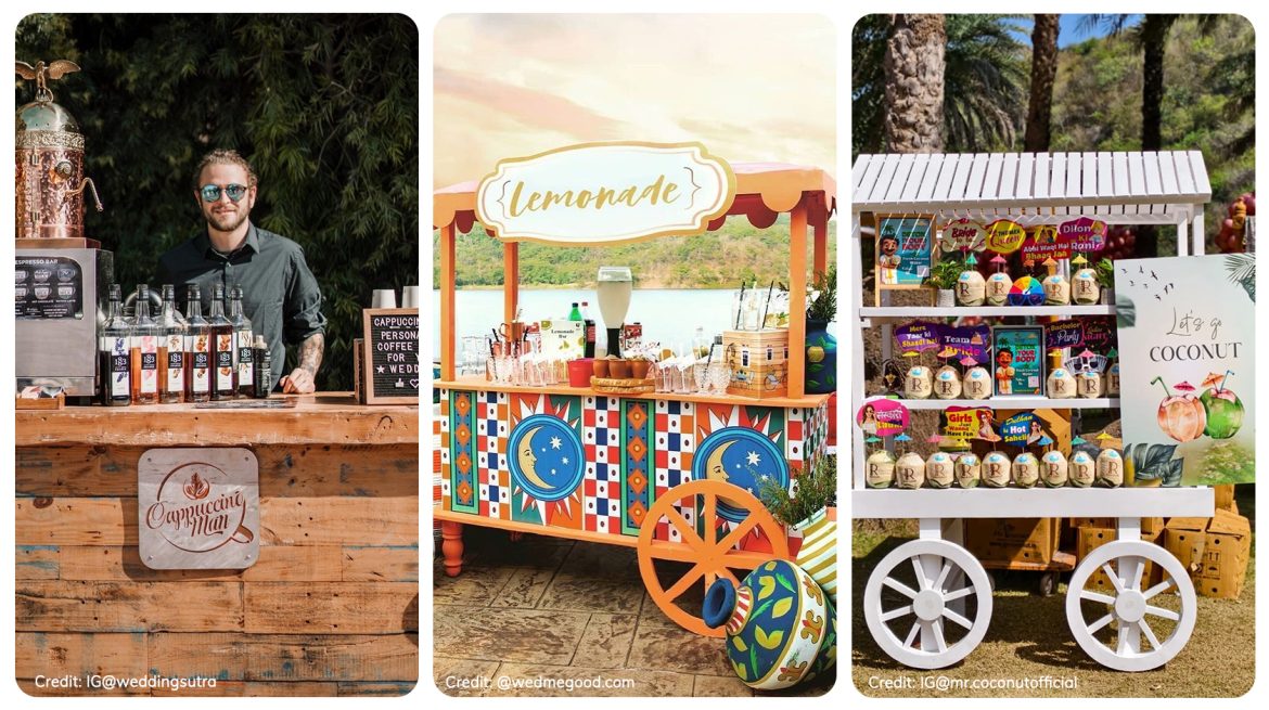 Coffee live bar, lemonade live bar and coconut live bar